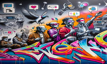 Social Media door de jaren heen grafitti-stijl